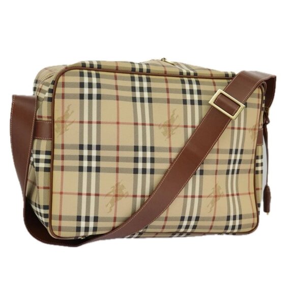 BURBERRY Nova Check Shoulder Bag PVC Beige Gold - Picture 1 of 16